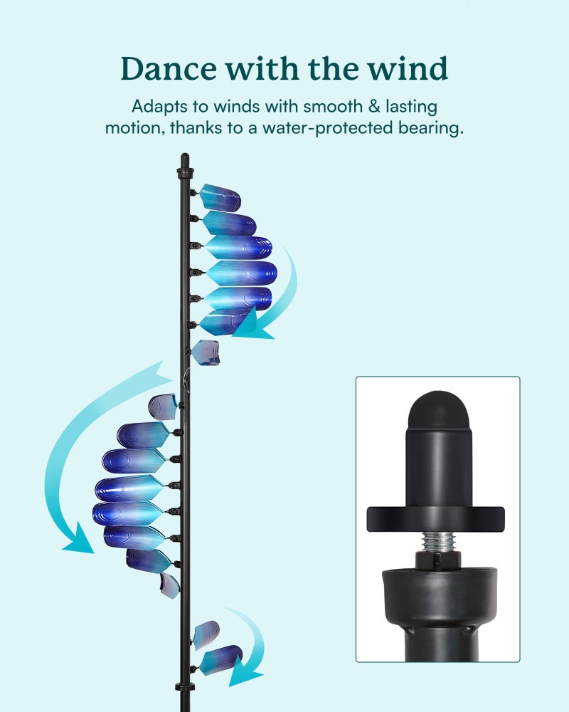 Cyan Oasis Wind Spinners Outdoor, 93" Large Metal Wind Spinners for Yard and Garden, Kinetic Wind Sculptures & Spinners with Stake, Windmill for Yard Art Decor (Peacock Spiral) - Image 5