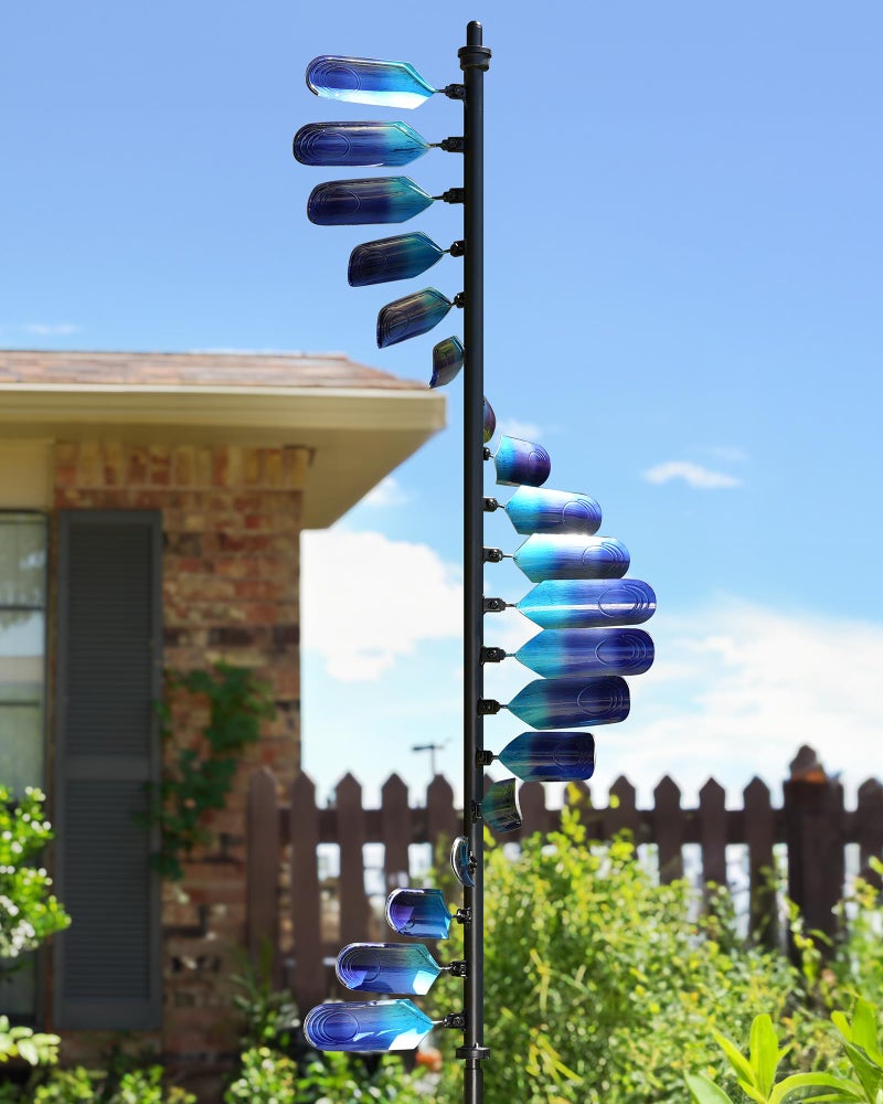 Cyan Oasis Wind Spinners Outdoor, 93" Large Metal Wind Spinners for Yard and Garden, Kinetic Wind Sculptures & Spinners with Stake, Windmill for Yard Art Decor (Peacock Spiral) - Image 1