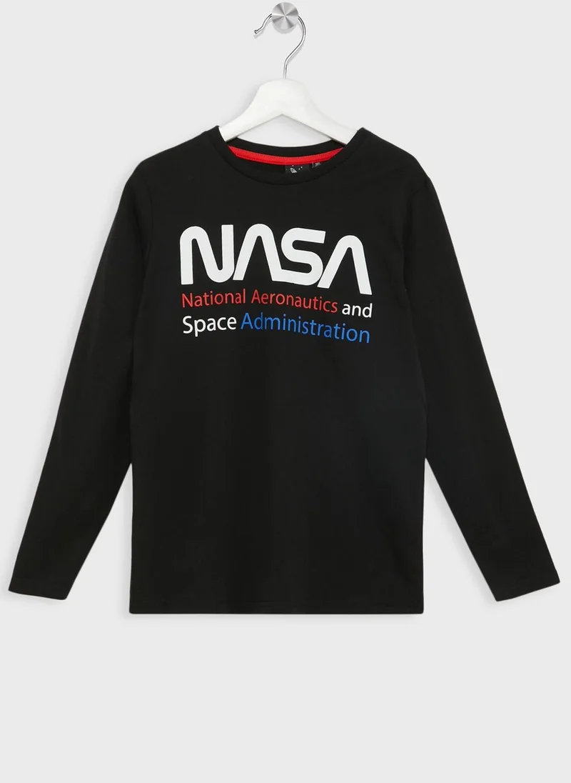 NASA Nasa Boys Printed Long Sleeve T-Shirt