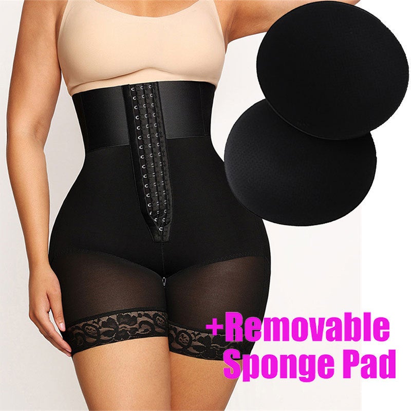 Plus-Size Tummy Control Pants For Women, High-Waisted With Hip Pads, Seamless Butt-Lifting Pants, Non-Curling Waistband, Peach Butt Shaping Pants - Image 2