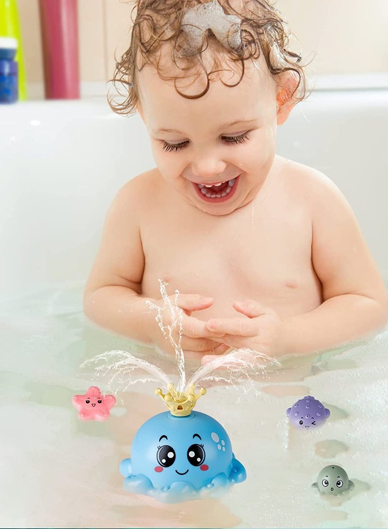 SOLARAE Baby Bath Toy With 4 Water Spray Modes, Light Up Octopus Tub Toys for Toddler Kids, Auto-Rotating Toddlers Bathtub Toys for Boys Girls With Ocean Animals/Fountain Sprinkler/Flashing Colorful LED - Image 5