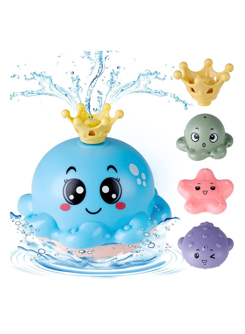 SOLARAE Baby Bath Toy With 4 Water Spray Modes, Light Up Octopus Tub Toys for Toddler Kids, Auto-Rotating Toddlers Bathtub Toys for Boys Girls With Ocean Animals/Fountain Sprinkler/Flashing Colorful LED - Image 1