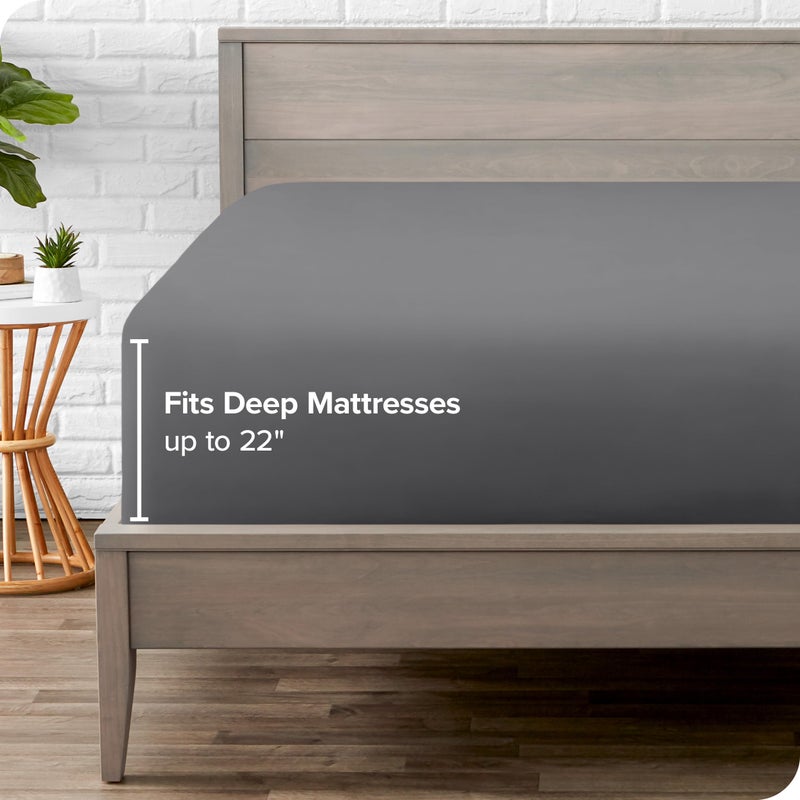 Bare Home Full Fitted Sheet - Extra Deep Pocket Fitted Sheet - Premium 1800 Microfiber - Ultra-Soft Wrinkle Free - Full Deep Pocket Bottom Sheets (Full - 11"" to 22"" Pocket  Grey) - Image 5