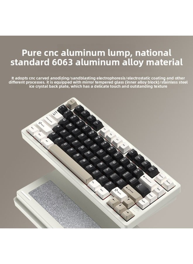 Generic - Three-mode Tuo W Electric Competition Customized RA Mechanical Keyboard INY75 Game OB Aluminum Tuo Wireless Bluetooth Computer-Color:Snow Moon Blue-electrophoresis-rgb/snow Top Cocoa Shaft/ice Crystal - Image 1