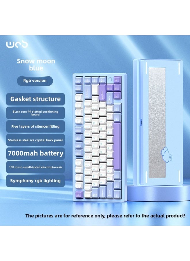 Generic - Three-mode Tuo W Electric Competition Customized RA Mechanical Keyboard INY75 Game OB Aluminum Tuo Wireless Bluetooth Computer-Color:Snow Moon Blue-electrophoresis-rgb/snow Top Cocoa Shaft/ice Crystal - Image 1