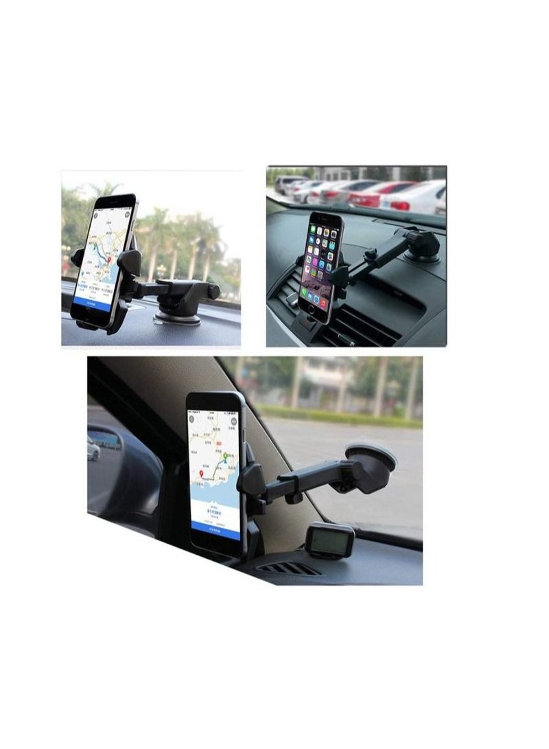 AS SEEN ON TV 360° Adjustable Rotation Long Neck Arm Hands Free Car Dashboard and Windshield Mount Cell Phone Holder Black  - Image 3