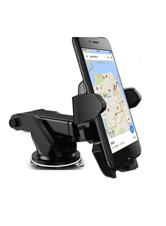 AS SEEN ON TV 360° Adjustable Rotation Long Neck Arm Hands Free Car Dashboard and Windshield Mount Cell Phone Holder Black  - Image 1