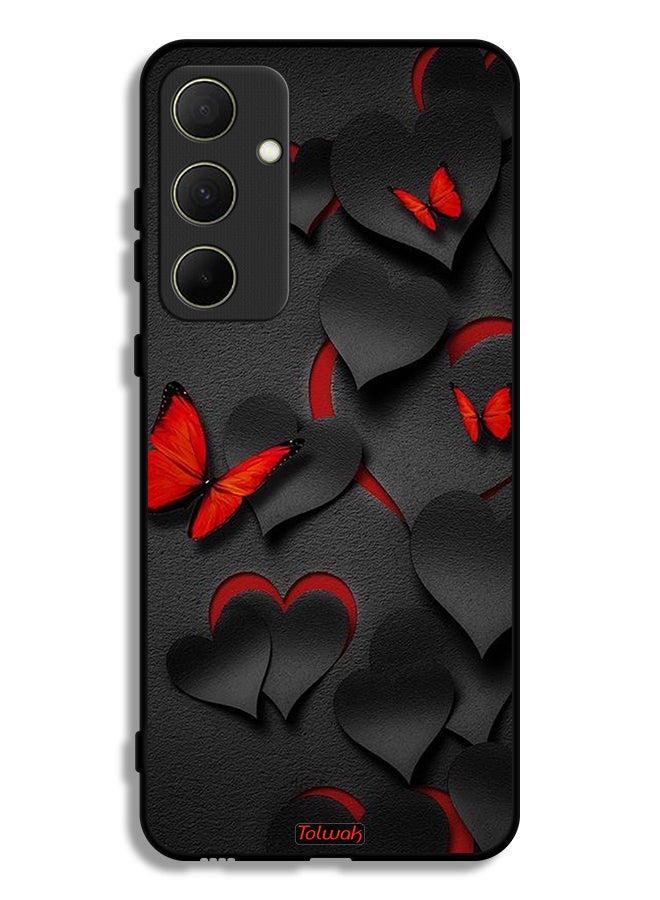 Tolwak Samsung Galaxy A35 5G Protective Case Cover Hearts And Butterflies Pattern - Image 1