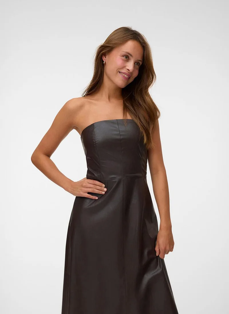 فيرو مودا Women's VMKATCHA PU Bandeau Woven Dress