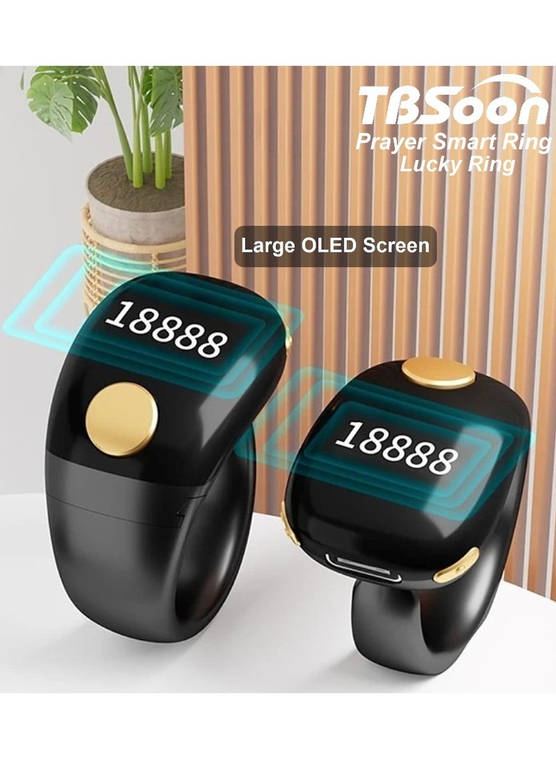 تي بي سون خاتم صلاة ذكي خفيف الوزن بعداد تسبيح بشاشة OLED وبطارية كبيرة خاتم خرز تسبيح رقمي للرجال والنساء هدية رمضان وعيد الفطر لاستخدام يومي وارتداء يومي - Image 4