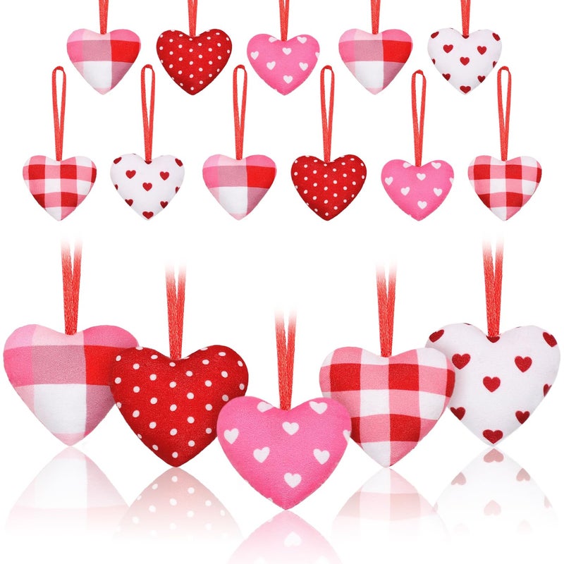 Valentines Hearts Ornaments30 PCS Fabric Heart Shape HangingBaubles Hanging Ornaments for Valentines TreeAnniversary WeddingParty DIY Crafts 2 inch