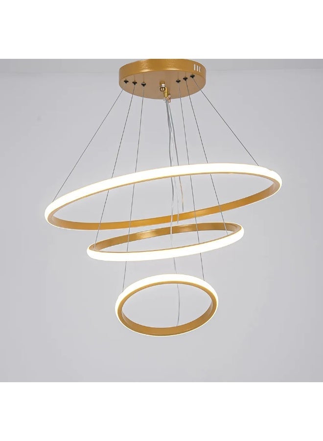 LED chandelier with 3 LED lights, remote control, gold color - Image 1
