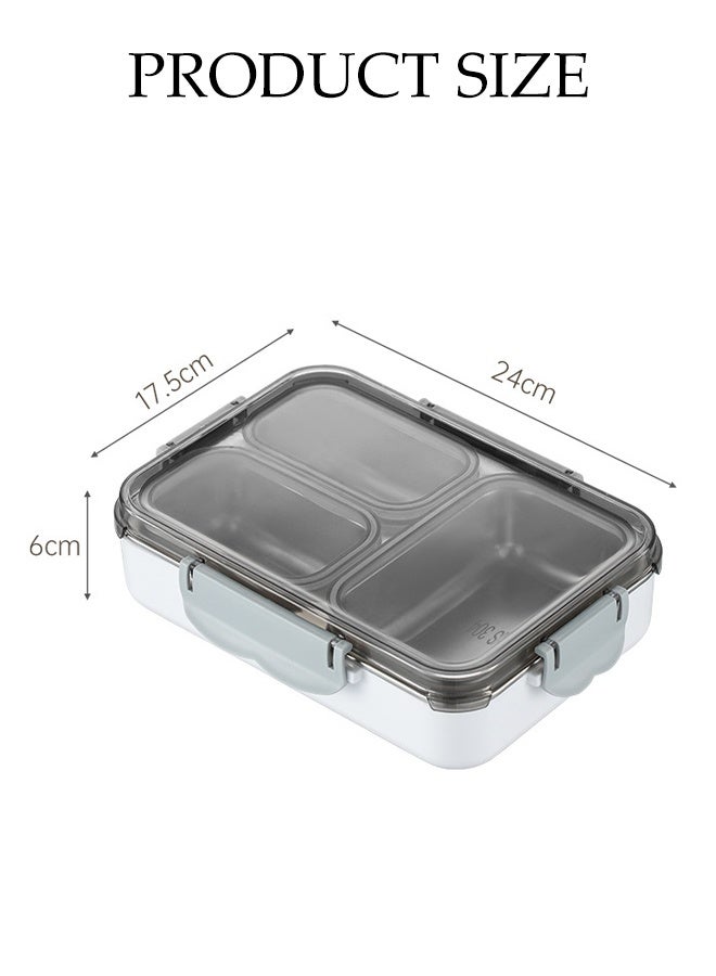 DUNISO Stainless Steel Leakproof Lunch Box 3 Compartment Anti Cross-flavor Partitioned Bento Box Portable Meal Prep Container Food Storage Box for School Office Camping Outdoor, Microwaveable Safe - Image 2