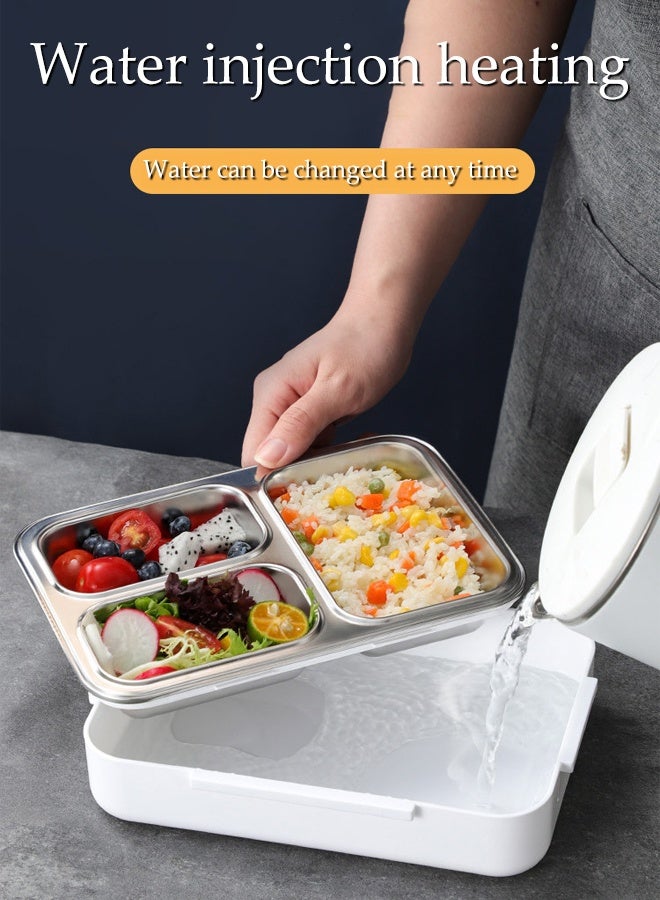 DUNISO Stainless Steel Leakproof Lunch Box 3 Compartment Anti Cross-flavor Partitioned Bento Box Portable Meal Prep Container Food Storage Box for School Office Camping Outdoor, Microwaveable Safe - Image 4