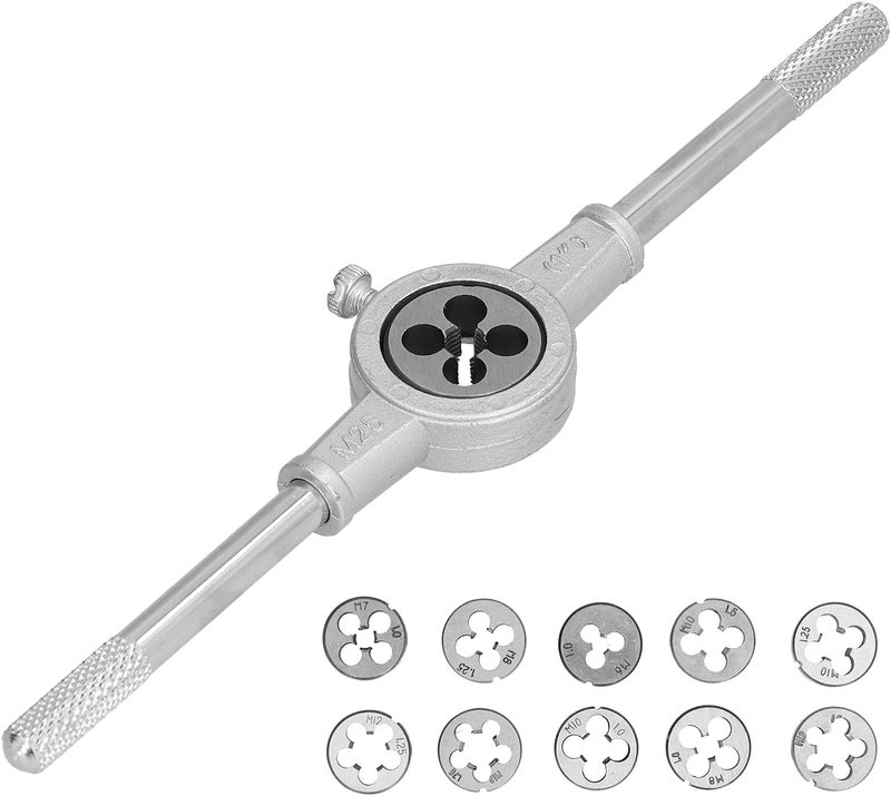 10Pcs Metric Die Set, Bearing Steel Thread Dies Kit with Knurled Handle Wrench, Removable Threading Repair Tools for Male Threads Cutting and Repair, M6 - M12 Sizes - Image 4