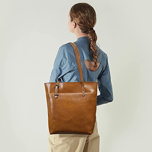 S-ZONE Vintage Genuine Leather Tote Shoulder Bag Handbag Big Large Capacity 2.0 - Image 2