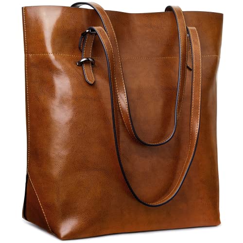S-ZONE Vintage Genuine Leather Tote Shoulder Bag Handbag Big Large Capacity 2.0 - Image 1