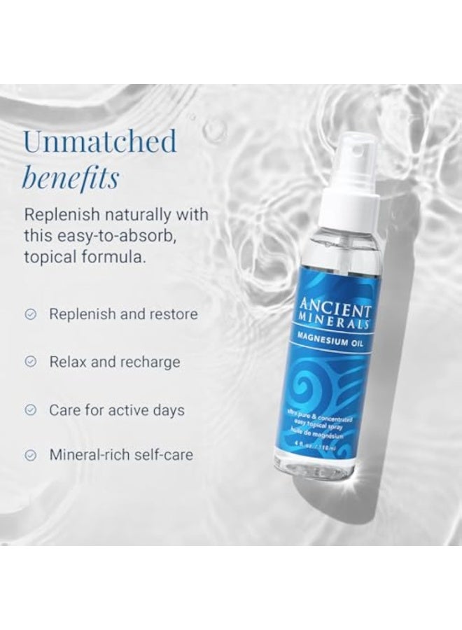 Ancient Minerals Magnesium Oil Spray - 4fl oz High-Concentration Topical Spray, Genuine Zechstein Magnesium Chloride for Skin Absorption​ - Image 3