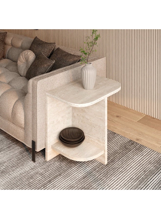 الهوم طاولة جانبية رخام ترفنتينو - لون أبيض من الهوم - Image 1