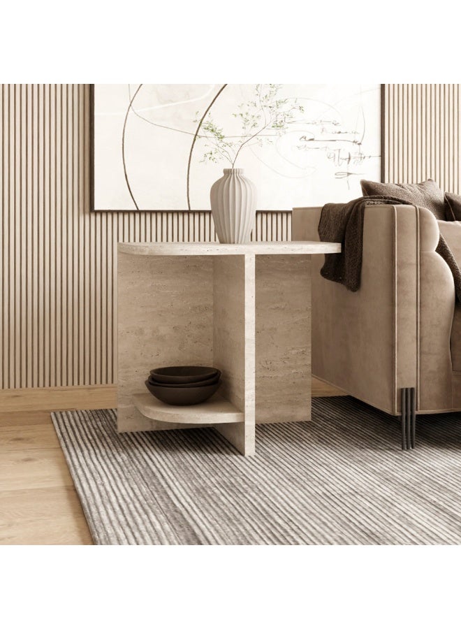 الهوم طاولة جانبية رخام ترفنتينو - لون أبيض من الهوم - Image 3