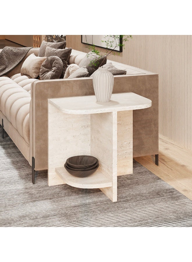 الهوم طاولة جانبية رخام ترفنتينو - لون أبيض من الهوم - Image 4