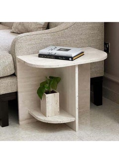 Al Home Treventino Chic White Marble Side Table By Alhome 