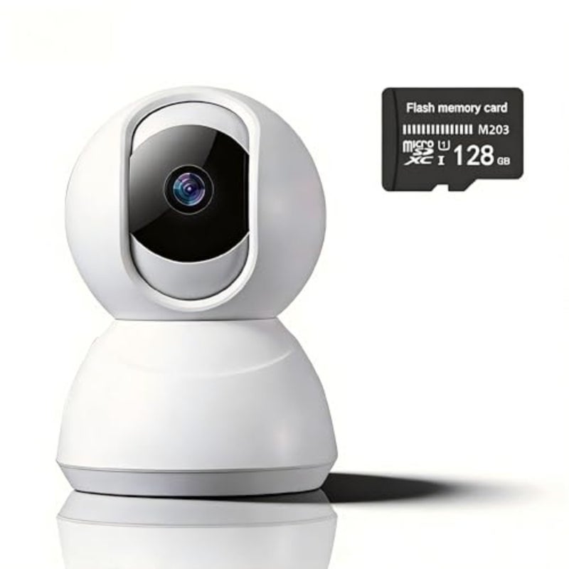 كاميرا مراقبة داخلية لمراقبة المنزل، هيكل معدني وبلاستيك، لون أسود، دقة 2K 3MP مع 360 عموم/إمالة، رؤية ليلية، صوت ثنائي الاتجاه، تخزين سحابي وبطاقة SD - Image 1