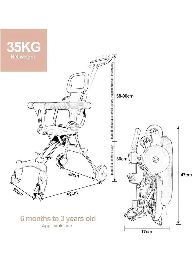 JCB CHIC 2-in-1 Lightweight Foldable Baby Stroller，Portable Travel Stroller for Airplane with Mini Umbrella,Lightweight and Compact Stroller with 360° Two-Way Rotational Seat，Toddler Coast Rider Stroller with One Hand Easy Fold - Image 2