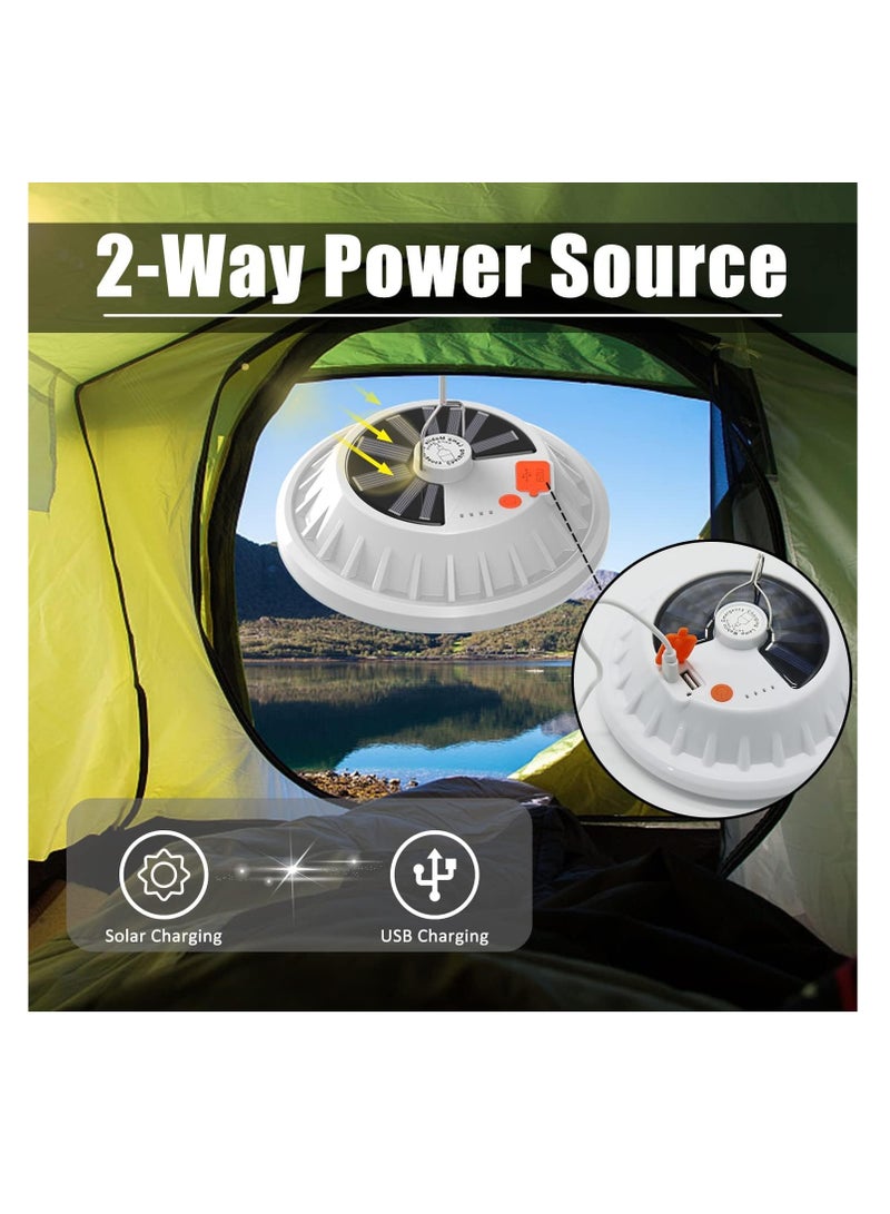 LED Solar Camping Lantern Portable Waterproof Solar USB Rechargeable with Remote Control Power Bank Flashlight Survival Kits for Indoor Outdoor Home Emergency Light Power Outages Hiking - Image 5