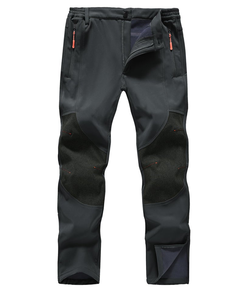 Zoofly Winter Snow Pants for Men Thermal Waterproof Warm Fleece Lined Pants Snowboard with Zipper Pockets Grey - Image 1