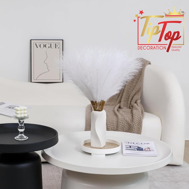 TIPTOP DECORATION TIPTOP DECORATION Premium Artificial Fluffy Faux Pampas Grass Feather Flower Stick 18 inch 2 Red Velvet 3 Inner Stems  - Image 3