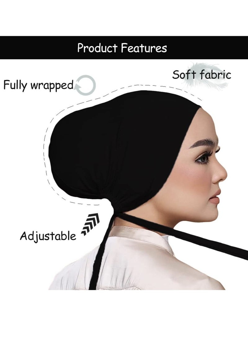 SYOSI Women Under Scarf Hat Hijab Cap Under Scarf Hijab Cap with Tie-Back Closure - Image 2