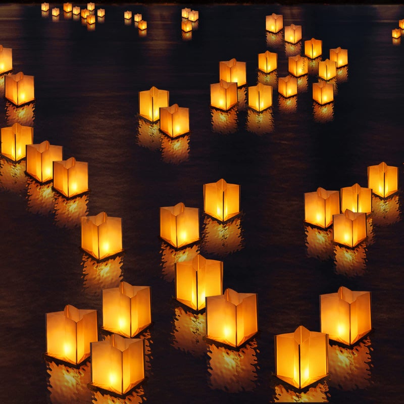 FuHigh 10Pack 6â€Paper Floating Candle Lantern,Wooden Water Lanterns with Candles,Outdoor Patio Decor for Pool Parties,Wedding,Memorials,Garden (10Lanterns with Candles) - Image 4