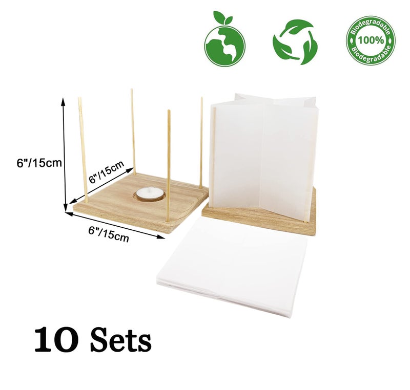 FuHigh 10Pack 6â€Paper Floating Candle Lantern,Wooden Water Lanterns with Candles,Outdoor Patio Decor for Pool Parties,Wedding,Memorials,Garden (10Lanterns with Candles) - Image 3