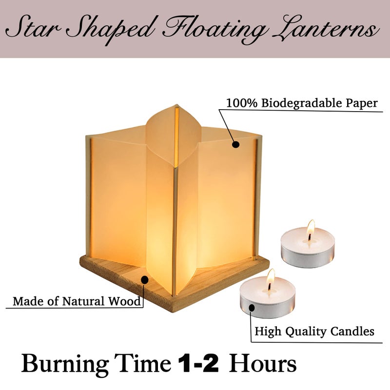 FuHigh 10Pack 6â€Paper Floating Candle Lantern,Wooden Water Lanterns with Candles,Outdoor Patio Decor for Pool Parties,Wedding,Memorials,Garden (10Lanterns with Candles) - Image 2