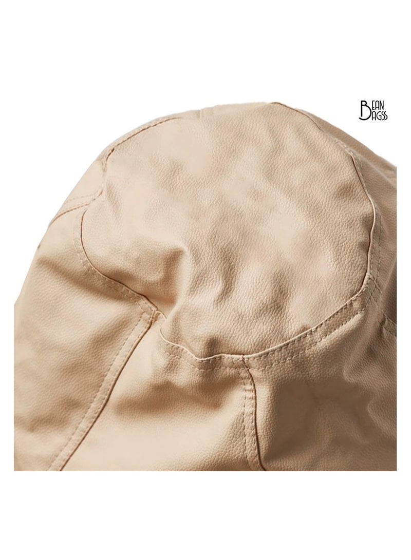 Jumbble PVC Beige Bean Bag Filled Multi Purpose Faux Leather Bean Bag - Image 3