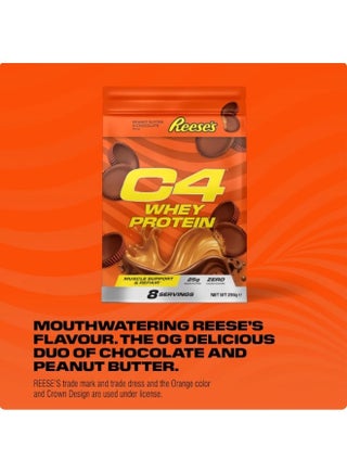 Cellucor C4 Whey Protein Powder – Reese's Peanut Butter Cup Flavor 25g Protein per Serving, 0g Added Sugar Whey Concentrate & Isolate Blend 814g 22 Servings - view 4