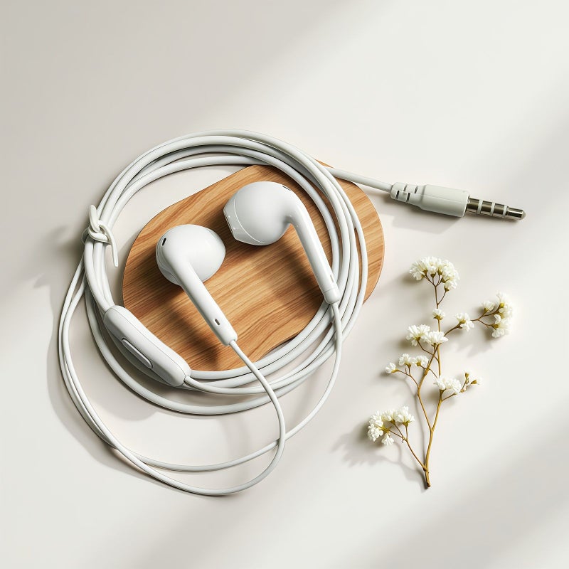 Black In Ear 3.5mm Wired Headset With HD Mic Active Noise Reduction Stereo Sound - Image 1