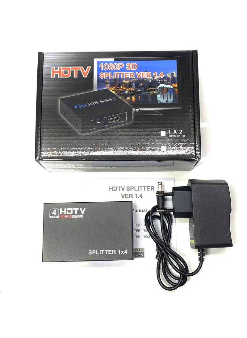 Generic 1 x 5 pcs 4-Port HDMI Splitter 1X4 Full HD 1080P Video Converter Machine: European power supply 1 