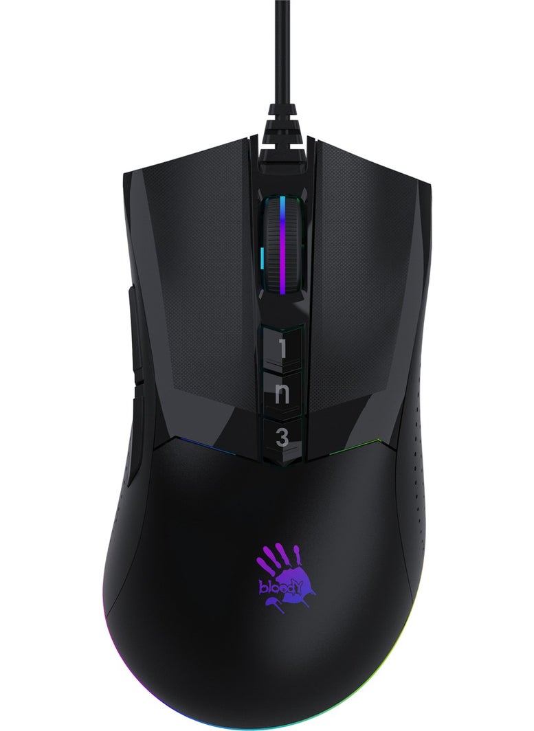 W90 Max 10.000 CPI 10 Keys RGB 4M Memory Ultra Core 3&4 Active Custom Made Optical Wired Black Gaming Mouse