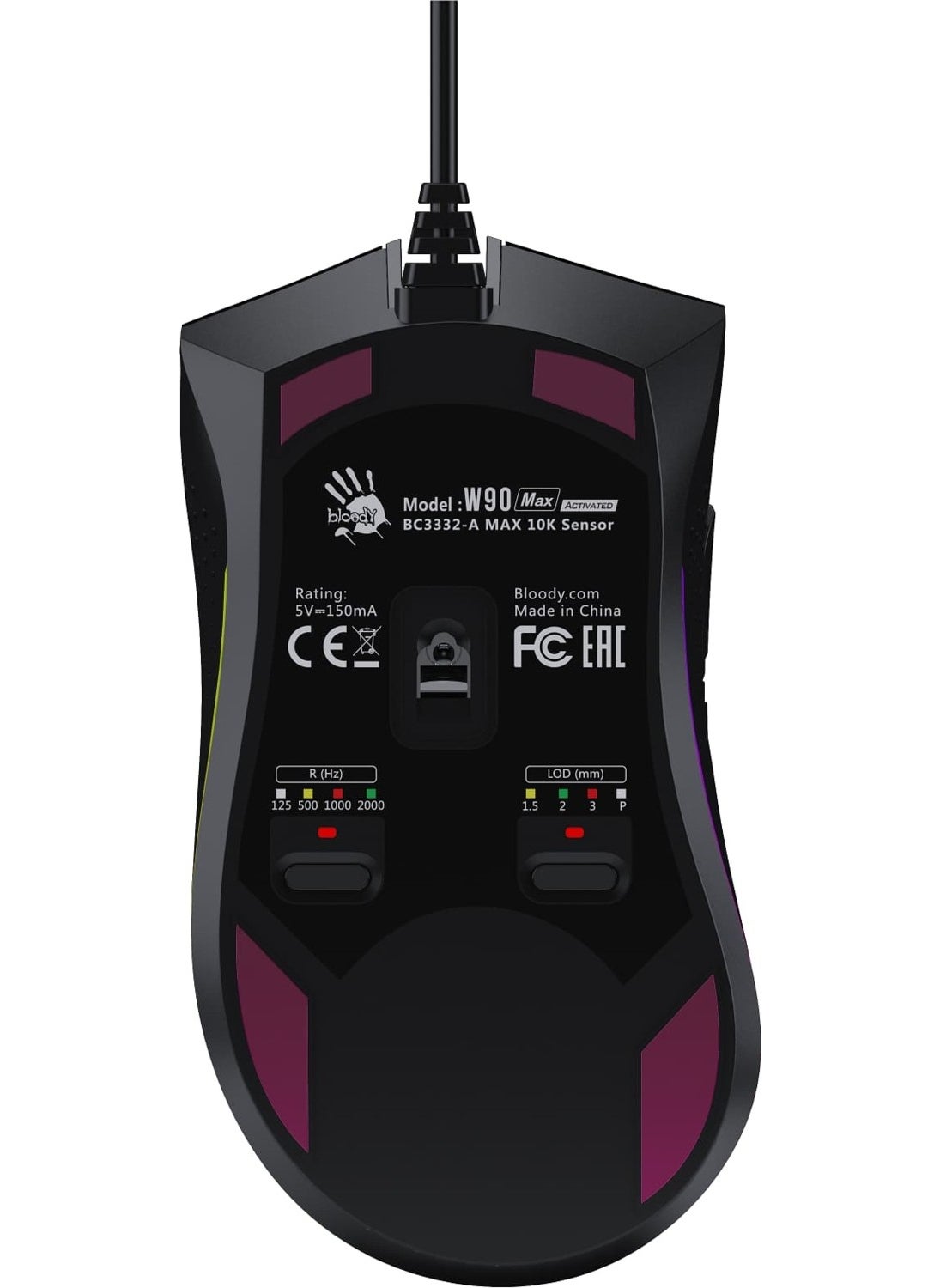 Bloody - W90 Max 10.000 CPI 10 Keys RGB 4M Memory Ultra Core 3&4 Active Custom Made Optical Wired Black Gaming Mouse - Image 1