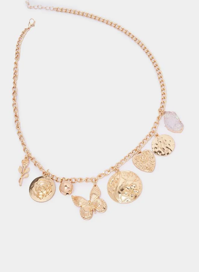 Styli Set of 2 - Textured Drop Accent Necklace