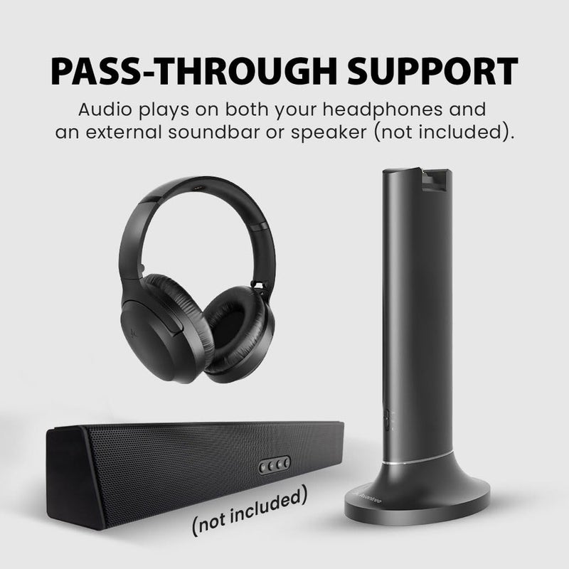 Avantree Opera Plus - Wireless Headphones for TV Watching with Clear Dialogue & Volume Boost for Seniors & Hard of Hearing, Use with Soundbar at Same Time, Charging Transmitter Base, Comfortable Fit - Image 4