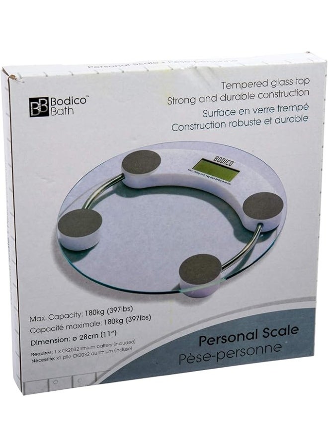 Bodico Modern and Sleek Tempered Glass Bathroom Digital Body Scale, 11 x 11 inches, Clear - Image 2