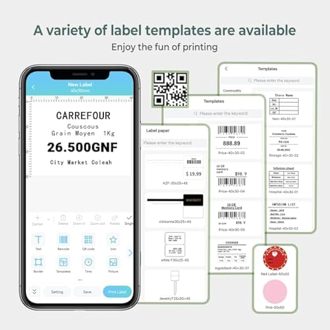 LABEL MAKER MACHINE, M110 PORTABLE BLUETOOTH THERMAL LABEL PRINTER. STICKER MAKER, BARCODE PRINTER FOR CLOTHING, JEWELRY, RETAIL, MAILING,SUPPORT ARABIC AND ENGLISH,FOR IOS & ANDROID - BLACK - Image 3