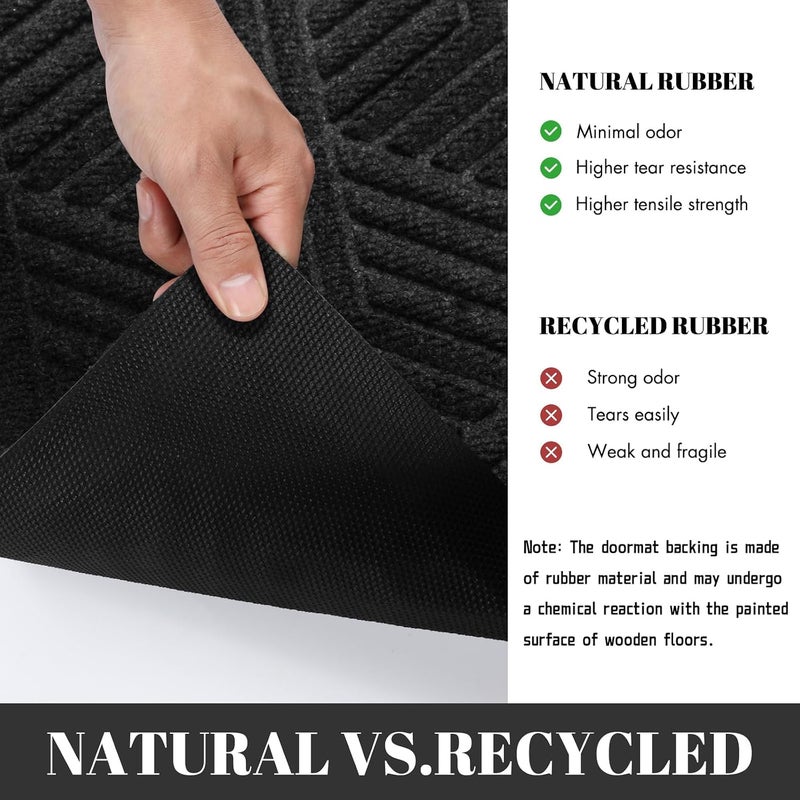 Yimobra Large Door Mat 36x24, All-Season Waterproof Outdoor Mats for Front Door Entrance with Drainage Holes, Heavy Duty Non-Slip Doormat for Garage Patio Entryway Indoor, Black - Image 4