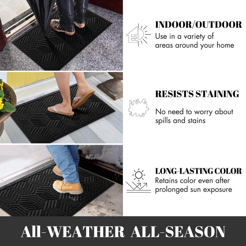 Yimobra Large Door Mat 36x24, All-Season Waterproof Outdoor Mats for Front Door Entrance with Drainage Holes, Heavy Duty Non-Slip Doormat for Garage Patio Entryway Indoor, Black - Image 5