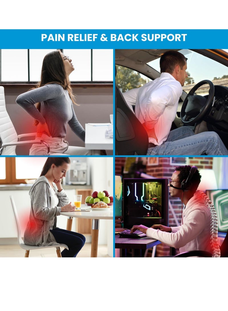 MissTiara Lumbar Support Pillow for Office Chair Memory Foam Back Cushion for Back Pain Relief Improve Posture Large Back Pillow for Car, Computer Chair, Recliner Breathable Mesh Cover Double Adjustable Straps  - Image 2