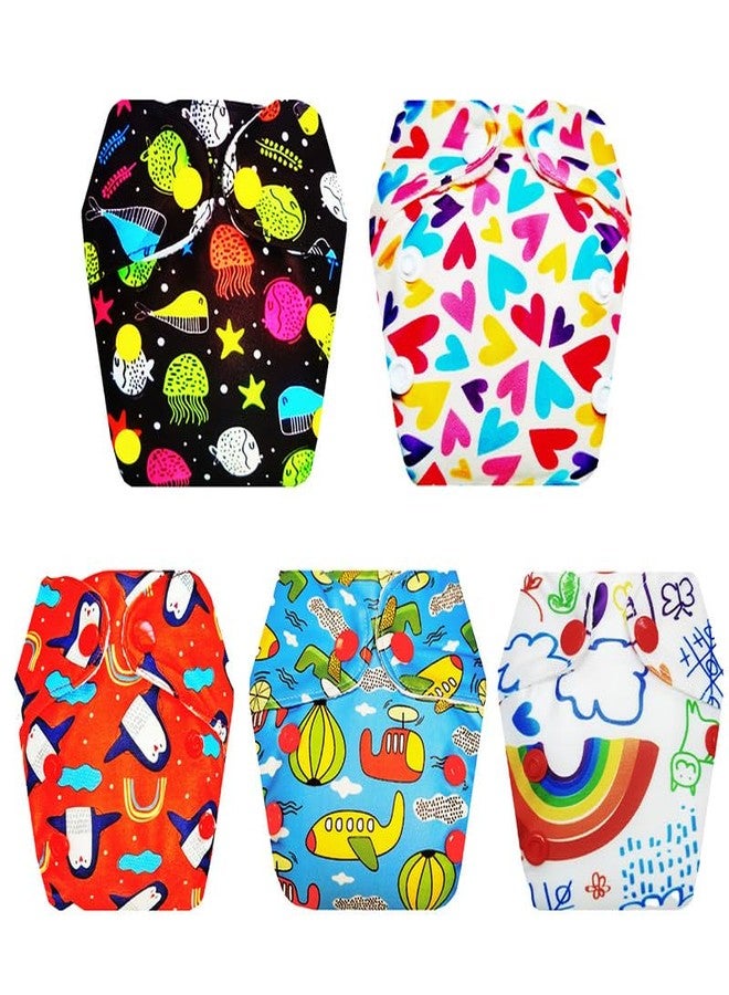 Dumbledo Premium Newborn Cloth Diaper with Integrated Insert (Pack of 5) | Hypoallergenic | Breathable | Adjustable Snaps | Worry-Free Diapering | 0 - 4 Months | Unisex Baby - Image 1