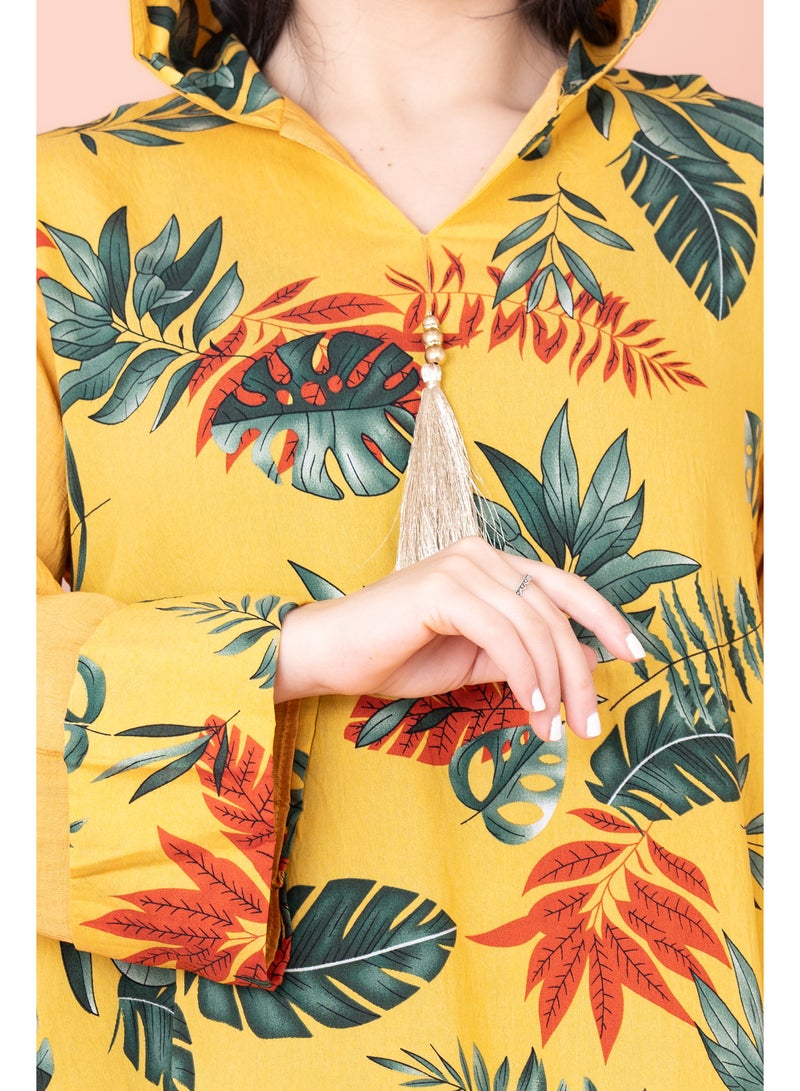 IKKXA Maghrebi Leaf Hooded Jalabiya - Image 4